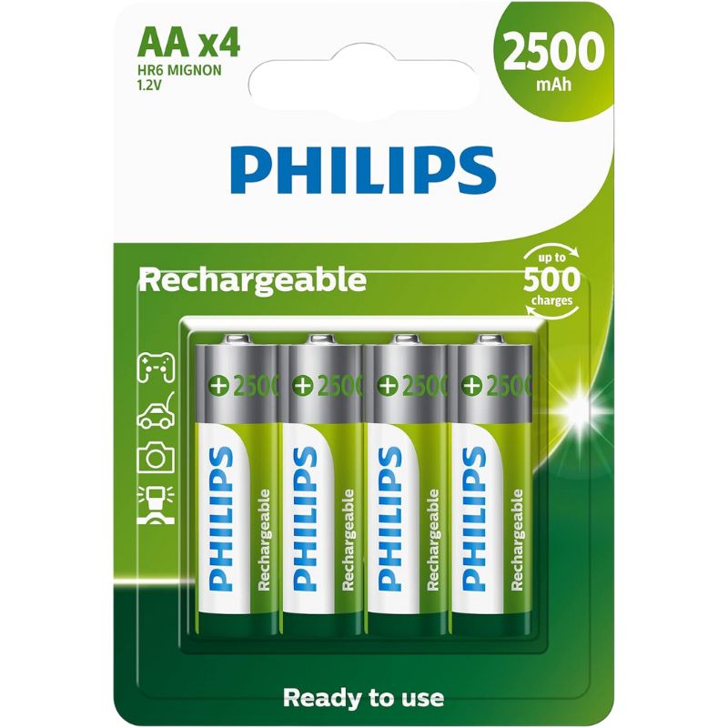 Pilha recarreg&aacute;vel AA com 4 unidades &ndash; Philips